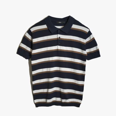 ÁO POLO LEN DỆT KIM SỌC PO052 MÀU ĐEN