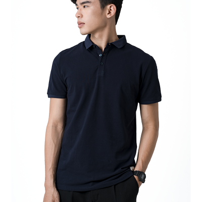 ÁO POLO GẮN NHÃN MÀU XANH ĐEN PO028