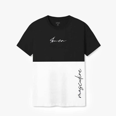 ÁO THUN REGULAR PHỐI MÀU AT068 MÀU ĐEN