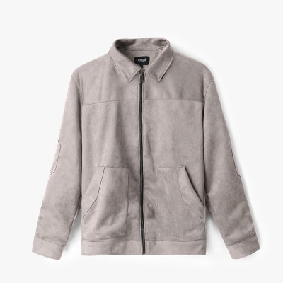 ÁO KHOÁC DA LỘN TÚI ĐẮP AK022 MÀU XÁM