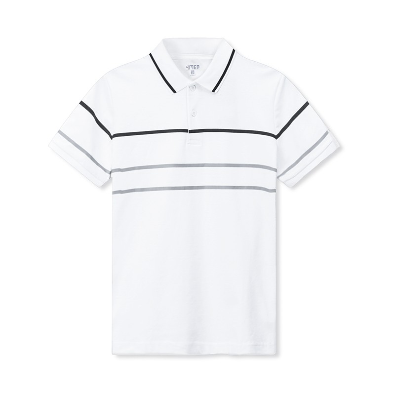  ÁO POLO IN 3 SỌC MÀU TRẮNG PO039