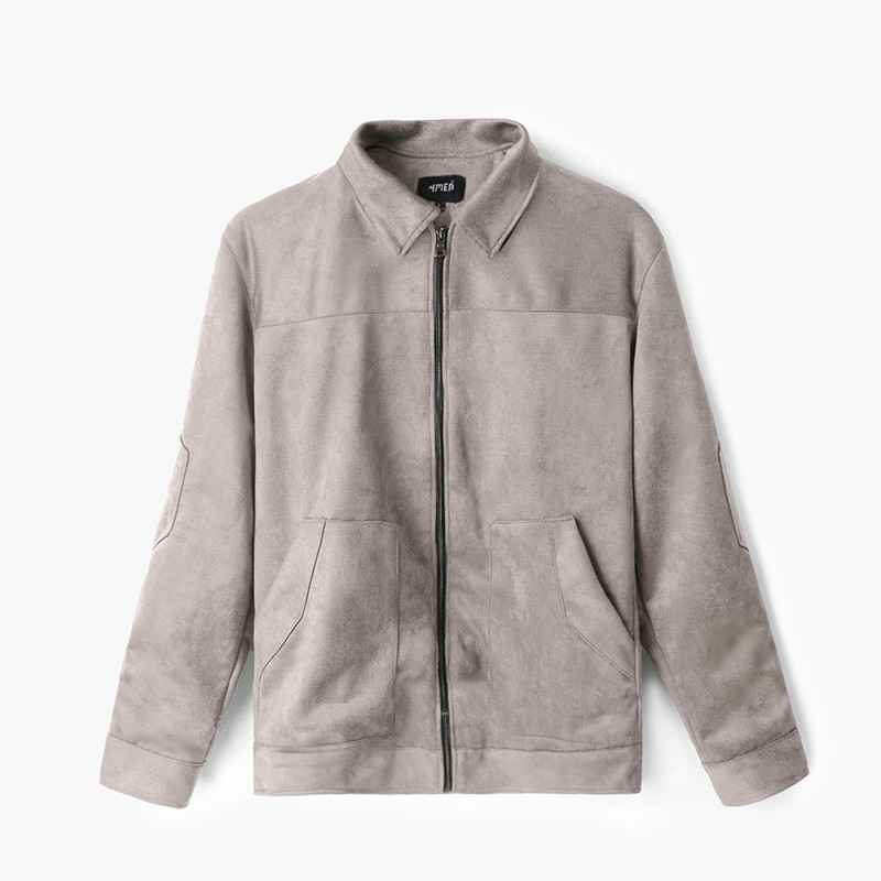 ÁO KHOÁC DA LỘN TÚI ĐẮP AK022 MÀU XÁM